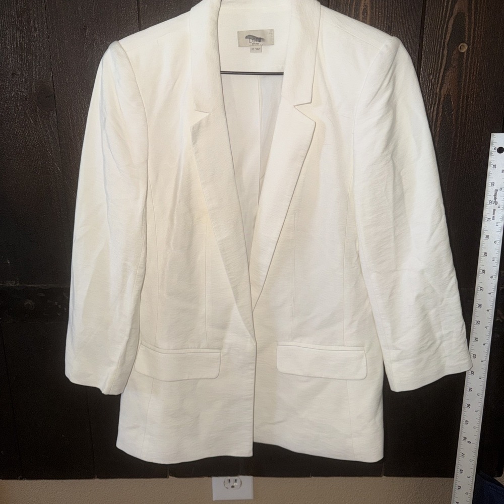 loft women's clothing Open Front White Blazer Size 2P